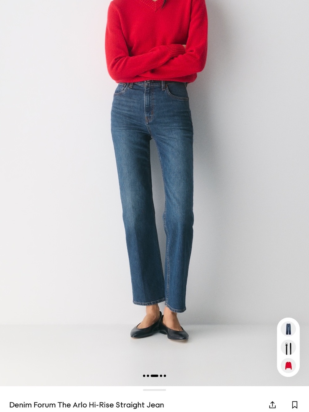 Denim Forum Hi-Rise Straight Jeans in Medium Blue